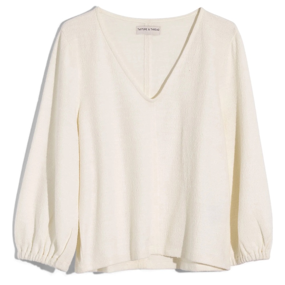 Madewell Long-Sleeve White Sweater/Shirt - V Neck - Size M